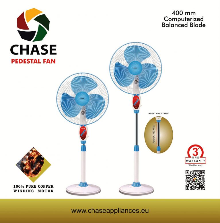 Chase Stand Fan 100% Pure Copper Motor-Made in India